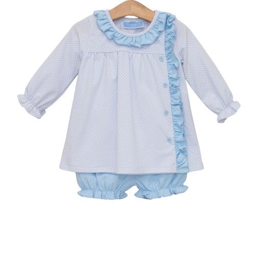 Lucille Bloomer Set-Light Blue Bitty Dot