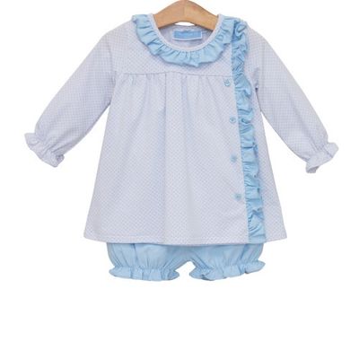 Lucille Bloomer Set-Light Blue Bitty Dot