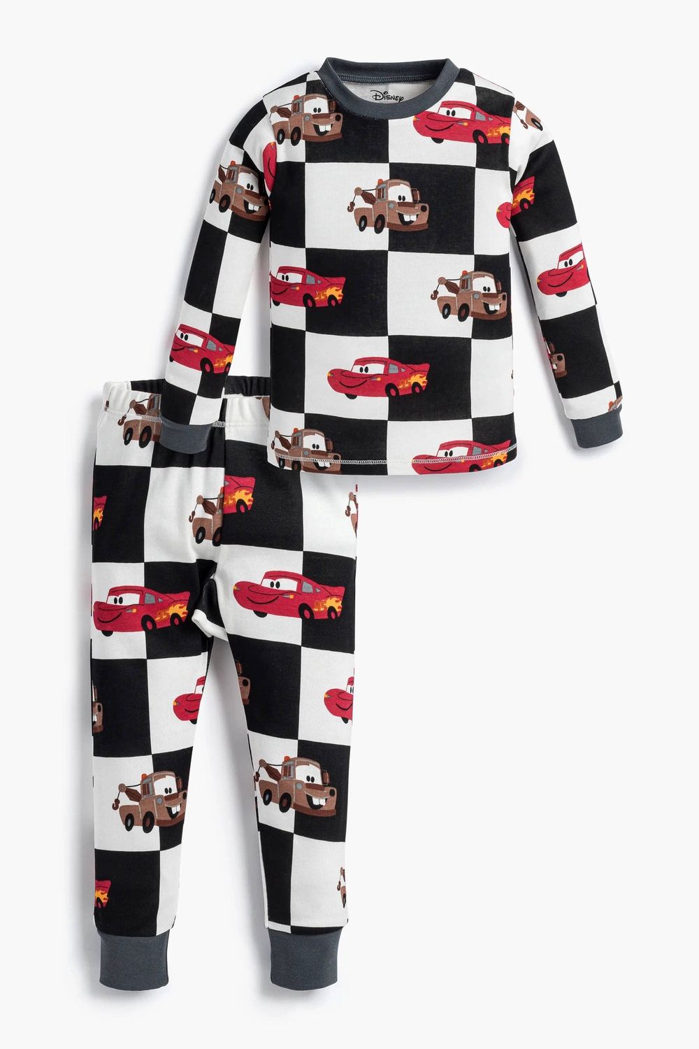 Two-Piece Pajama Set_Disney Pixar Cars on Charcoal Checkerboard, Gender: Boy, Pattern: Disney Pixar Cars on Charcoal Checkerboard, Size: 3T