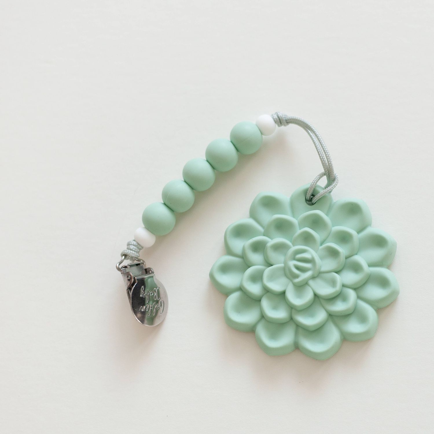 Succulent Teether Set, Color: Aqua, STYLE: Teether and Clip Set