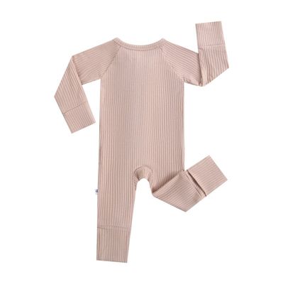 Maple Ribbed Zippered Baby Footie Romper Two Way Zip Pajama