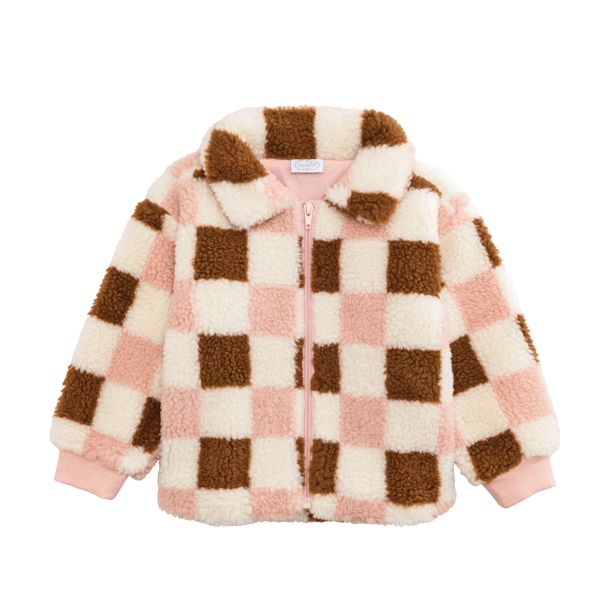 Girls Sherpa Checked Jacket