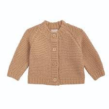 Garter Stitch Cardigan, Color: Tan, Size: XS(6-12M_