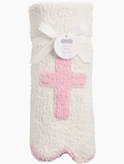 Chenille Cross Blanket, Color: Pink