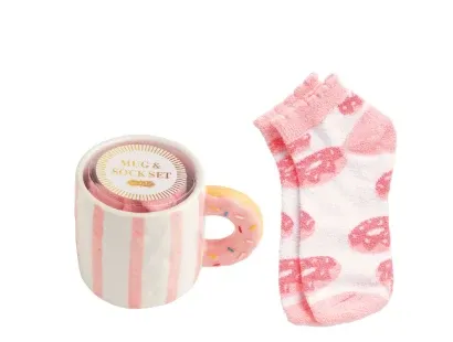 Cafe Mug and Sock Set, STYLE: Donut