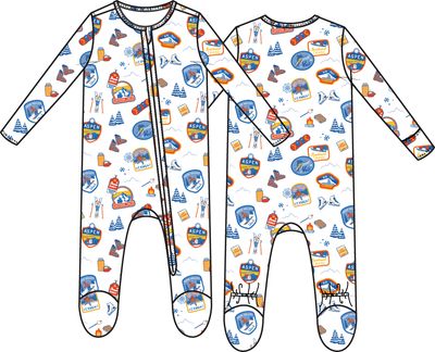 Vintage Ski Patches - 2 Way Zipper Footie