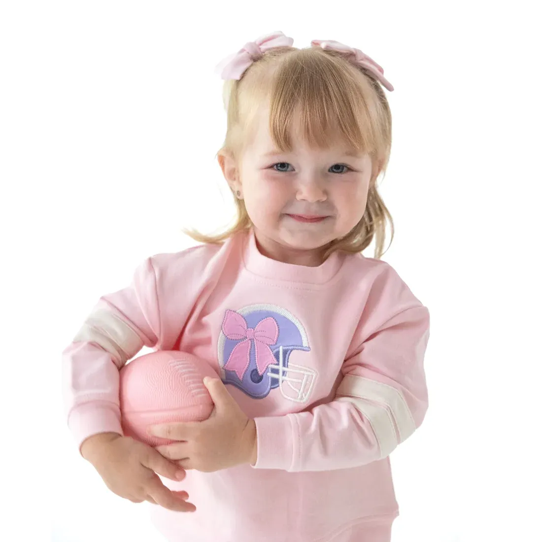 Pink Football Helmet Drop Sleeve Sweatshirt