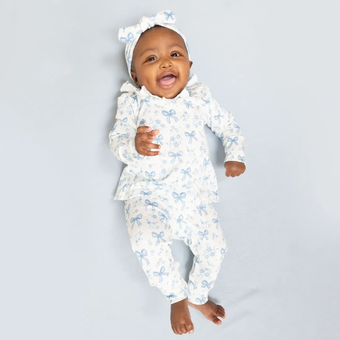 Blue Bows and Flowers Set