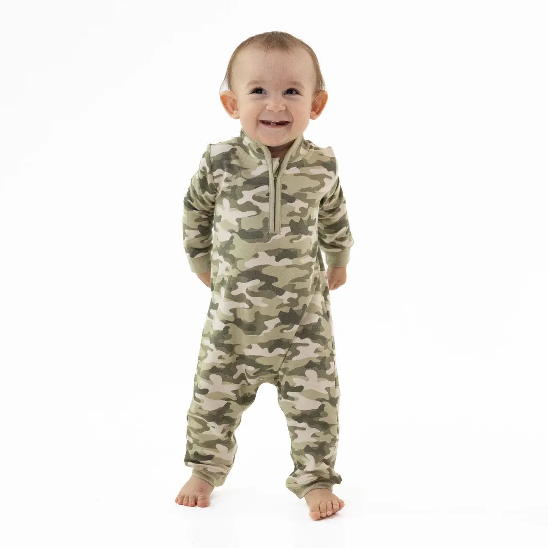Camo Zip-Neck Romper