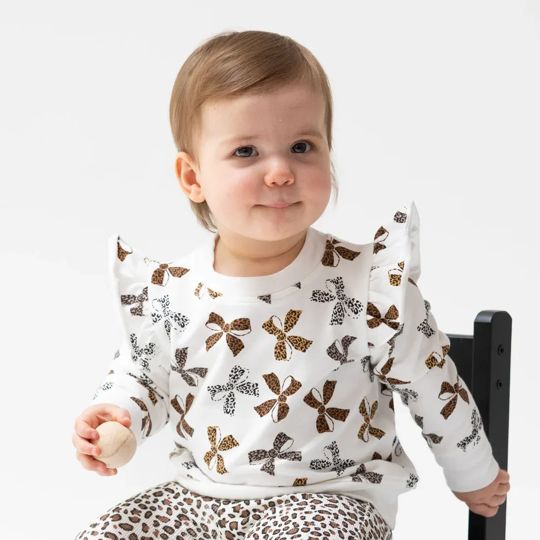 Leopard Bow Ruffle Sweatshirt