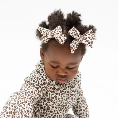 Leopard Bow Clip 2pk