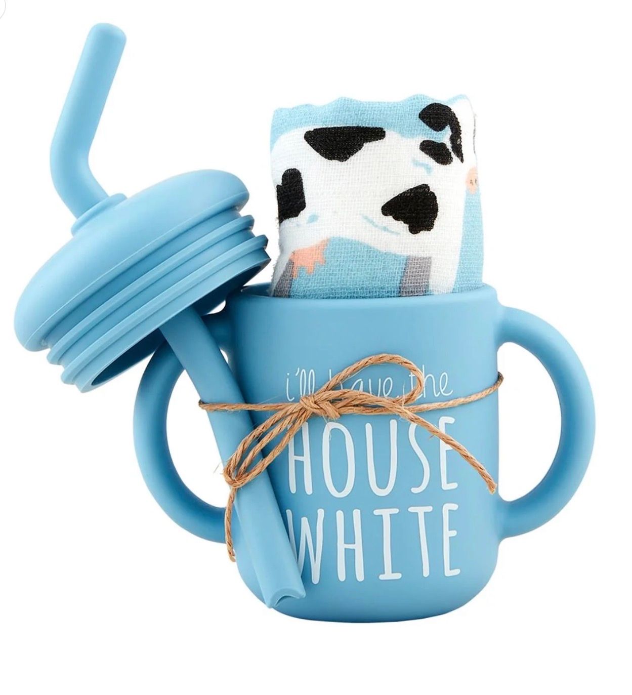 Silicone Cup and Bib Set, Style Name: I’ll have the White House