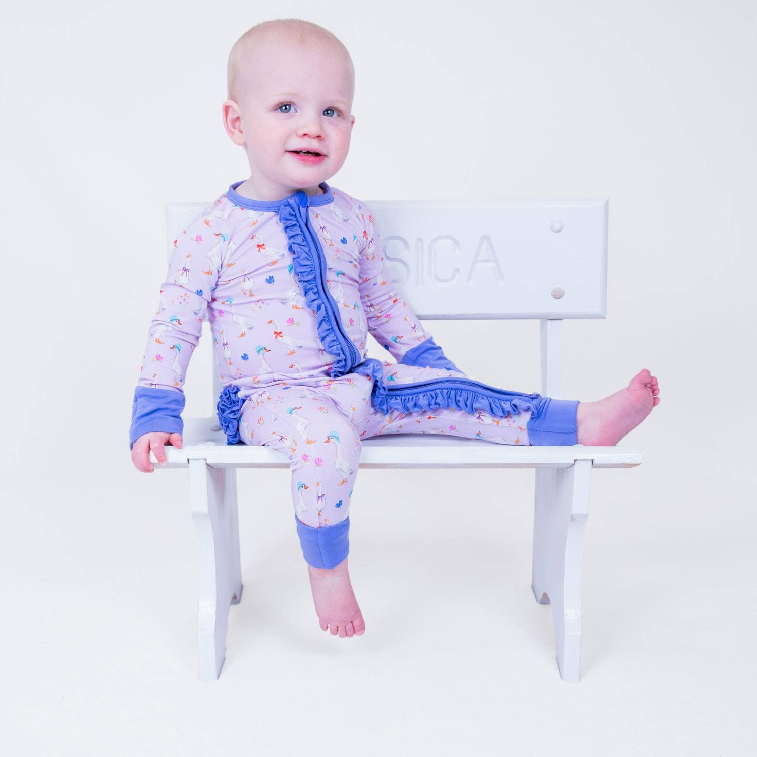 Goose Parade Convertible Ruffle Zipper Pajama
