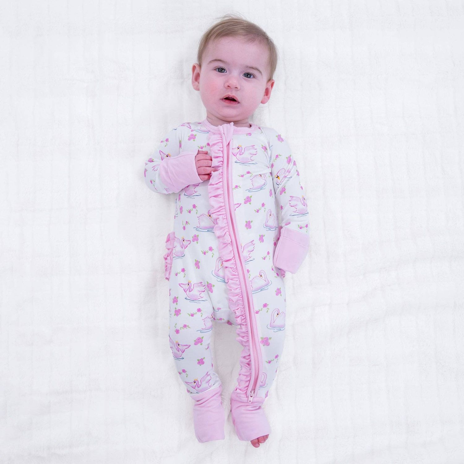 Swan Soiree Convertible Ruffle Zipper Pajama