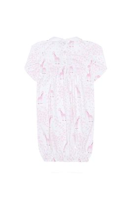 Pink Giraffe Print Smocked Gown