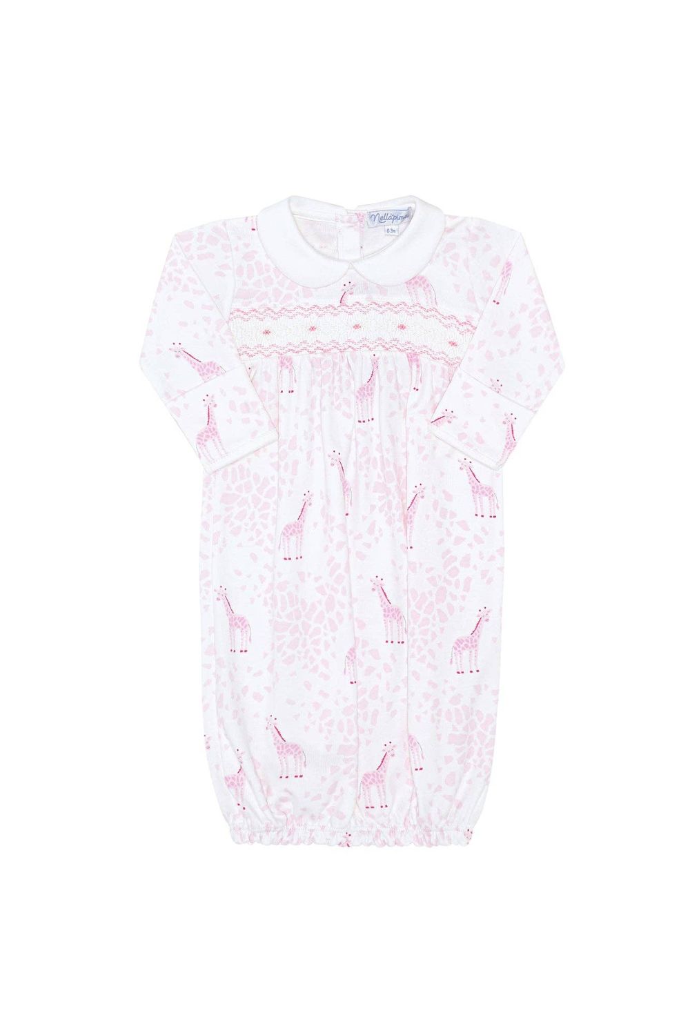 Pink Giraffe Print Smocked Gown, Color: 0 - 3M, Size: Pink