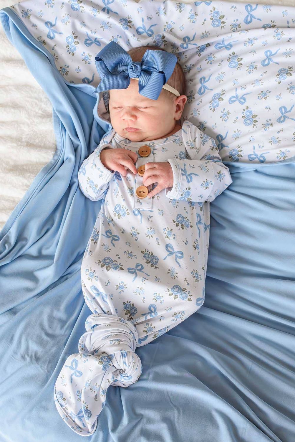 Newborn Baby Knot Gown &amp; Hat Set | Tied In Blooms