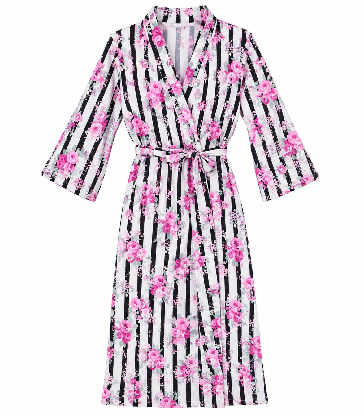 Cabbage Rose Stripe Robe