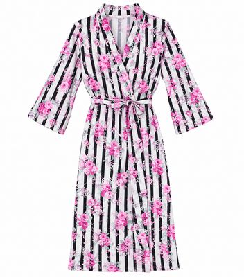 Cabbage Rose Stripe Robe