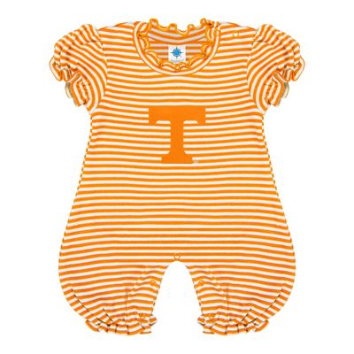 Tennessee Volunteers Striped Puff Sleeve Romper