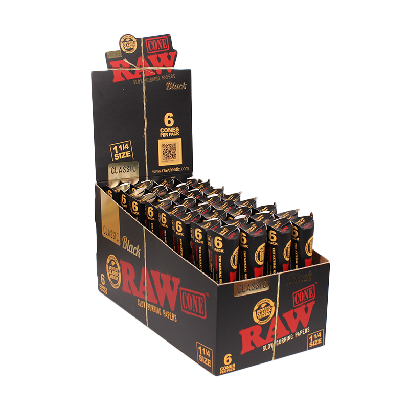 RAW Black Cones 1 1/4 6pk
