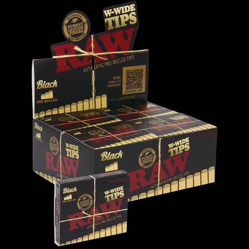 RAW Black W-wide Pre-Rolled Tips