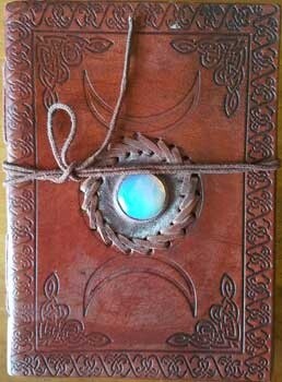 Triple Moon Stone Leather Blank Book