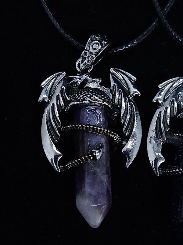 Dragon-Wrapped Crystal Point Necklaces