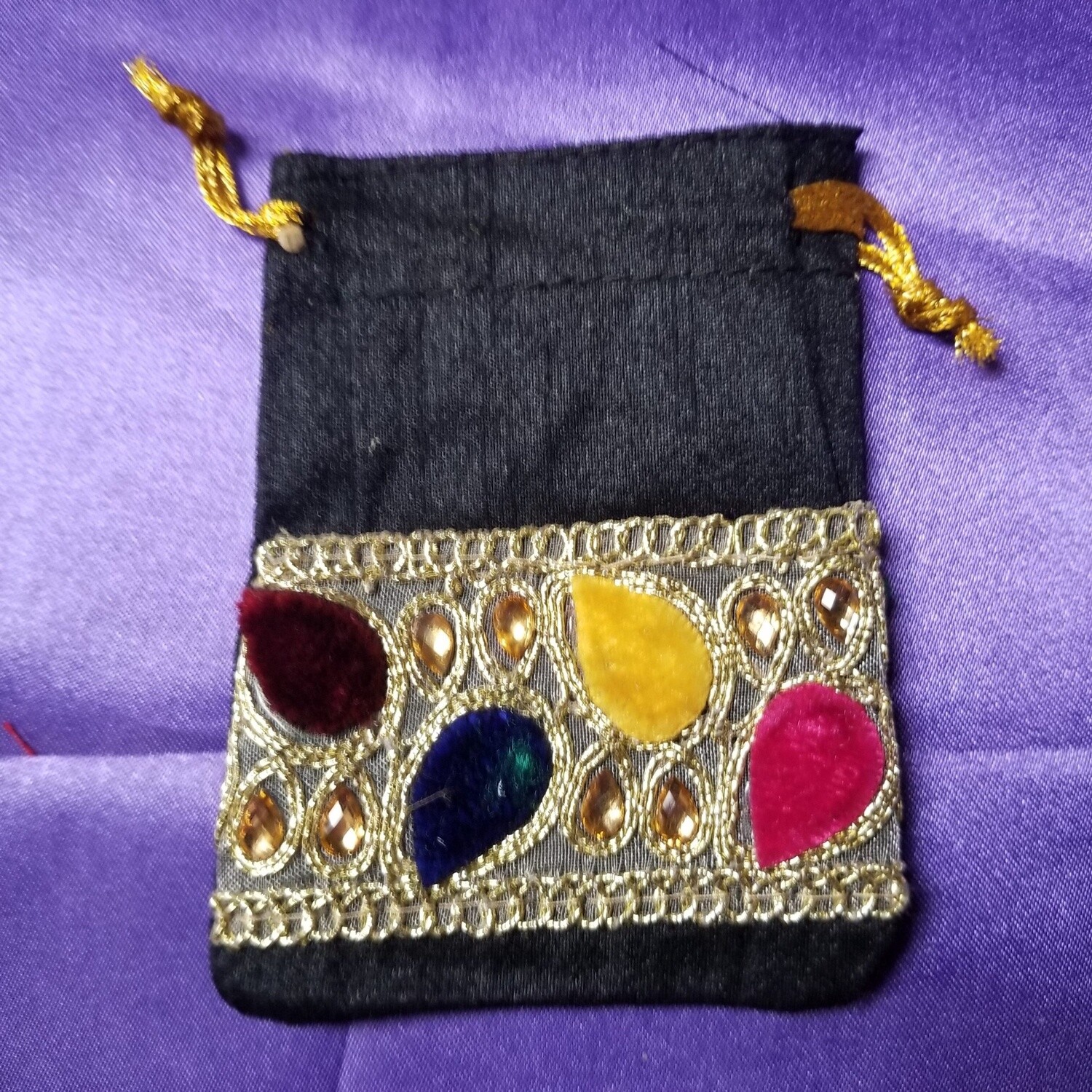 Embroidered Pouches, Color: Black