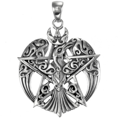 Crescent Raven Pentacle Pendant