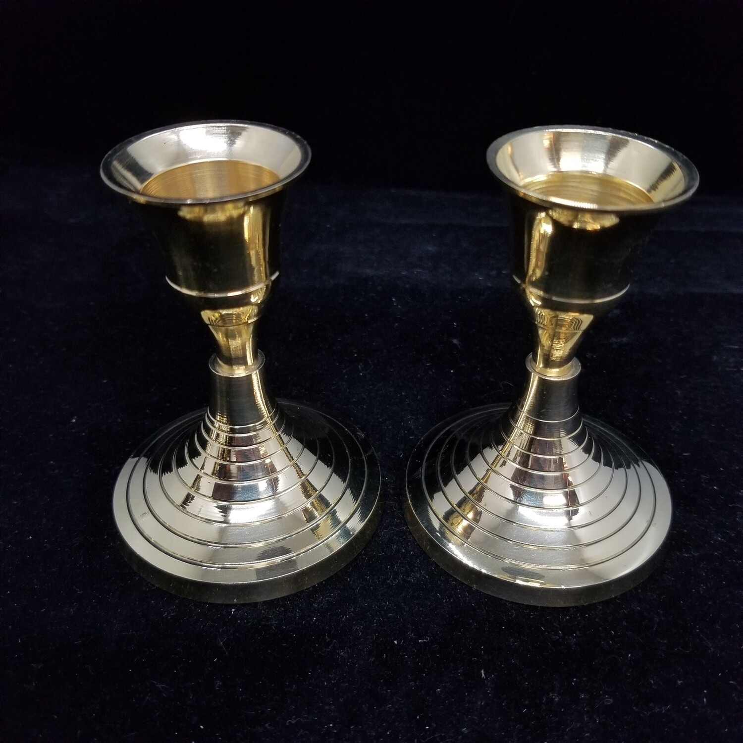 Brass Taper Candleholders, Style: Circles