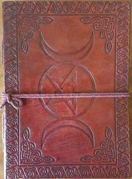 Triple Moon Pentagram Leather Blank Book