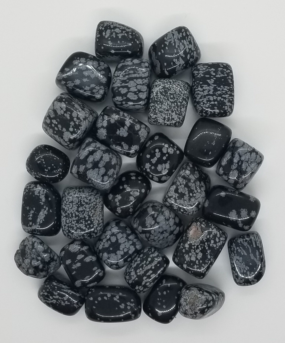 Obsidian, snowflake, tumbled