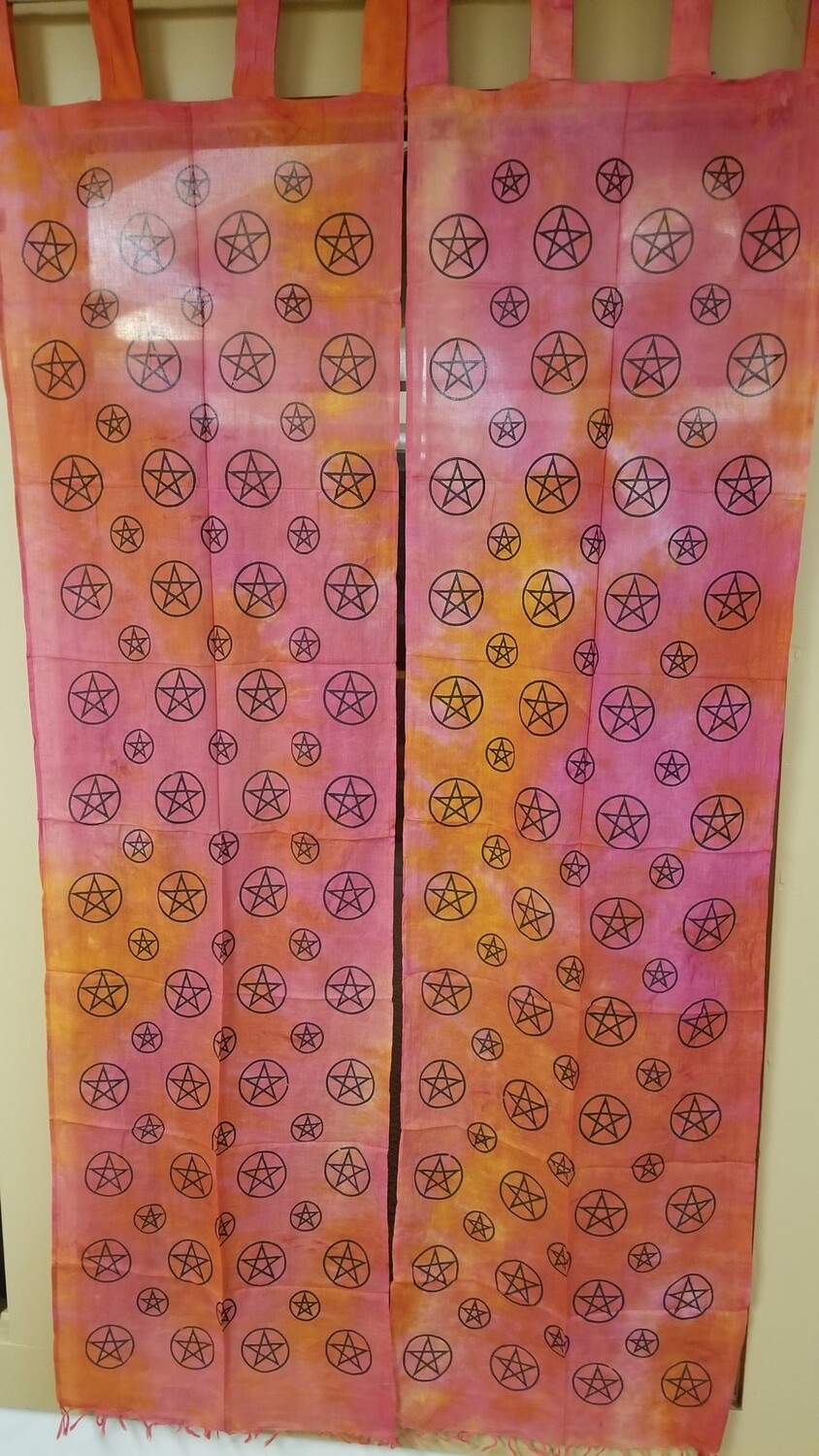 Orange Pentagram Curtains