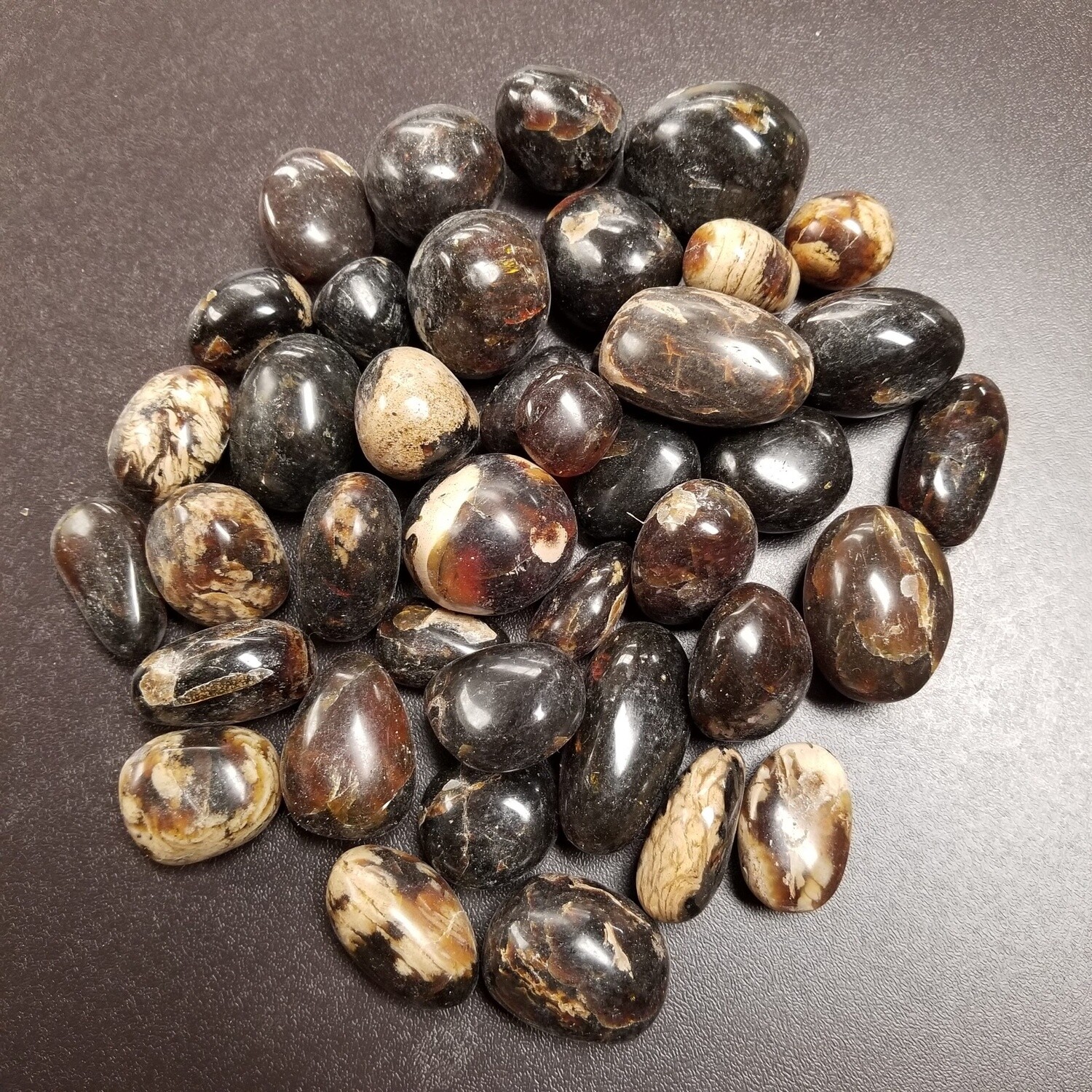 Zebra Amber, tumbled