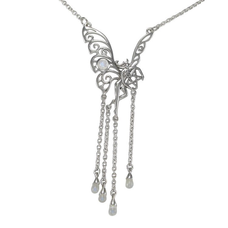 Dancing Faerie Necklace w/ Moonstone Droplets
