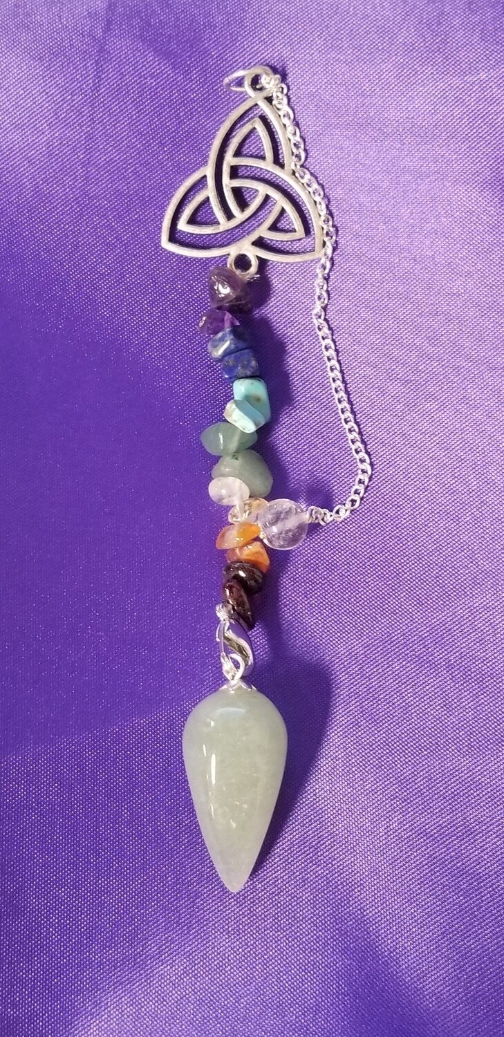 Chakra Triquetra Green Aventurine Pendulum