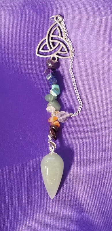 Chakra Triquetra Green Aventurine Pendulum