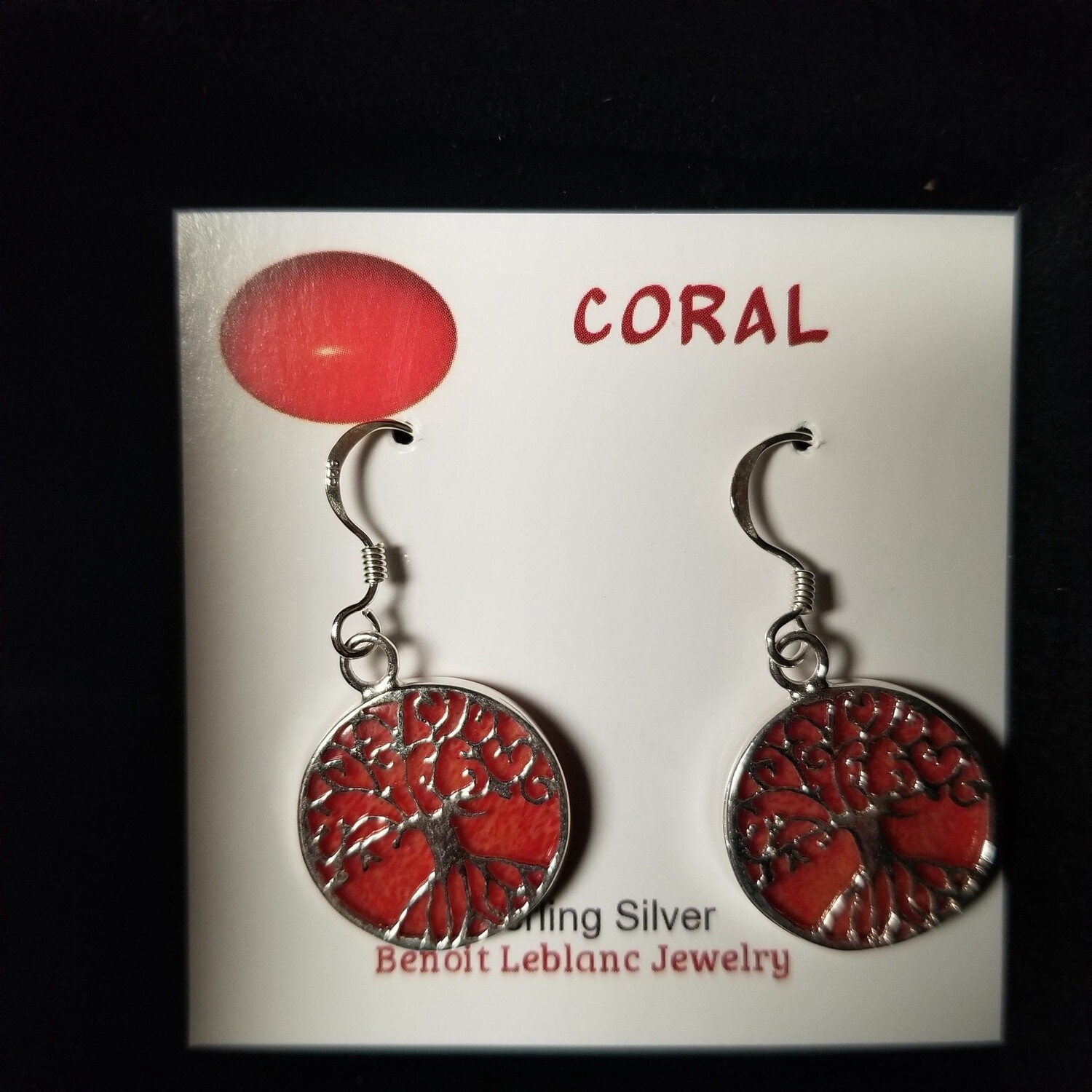 Tree of Life Red Coral Earrings