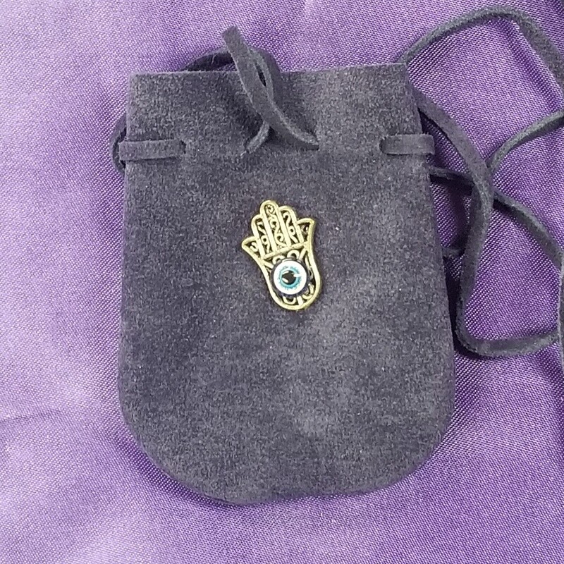 Blue Fatima Suede Pouch
