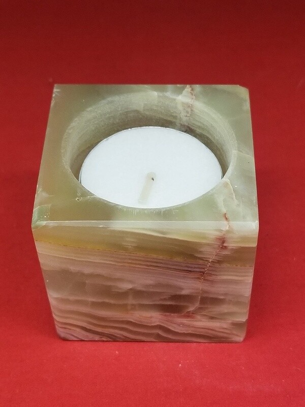 Green Onyx Cube Candleholder