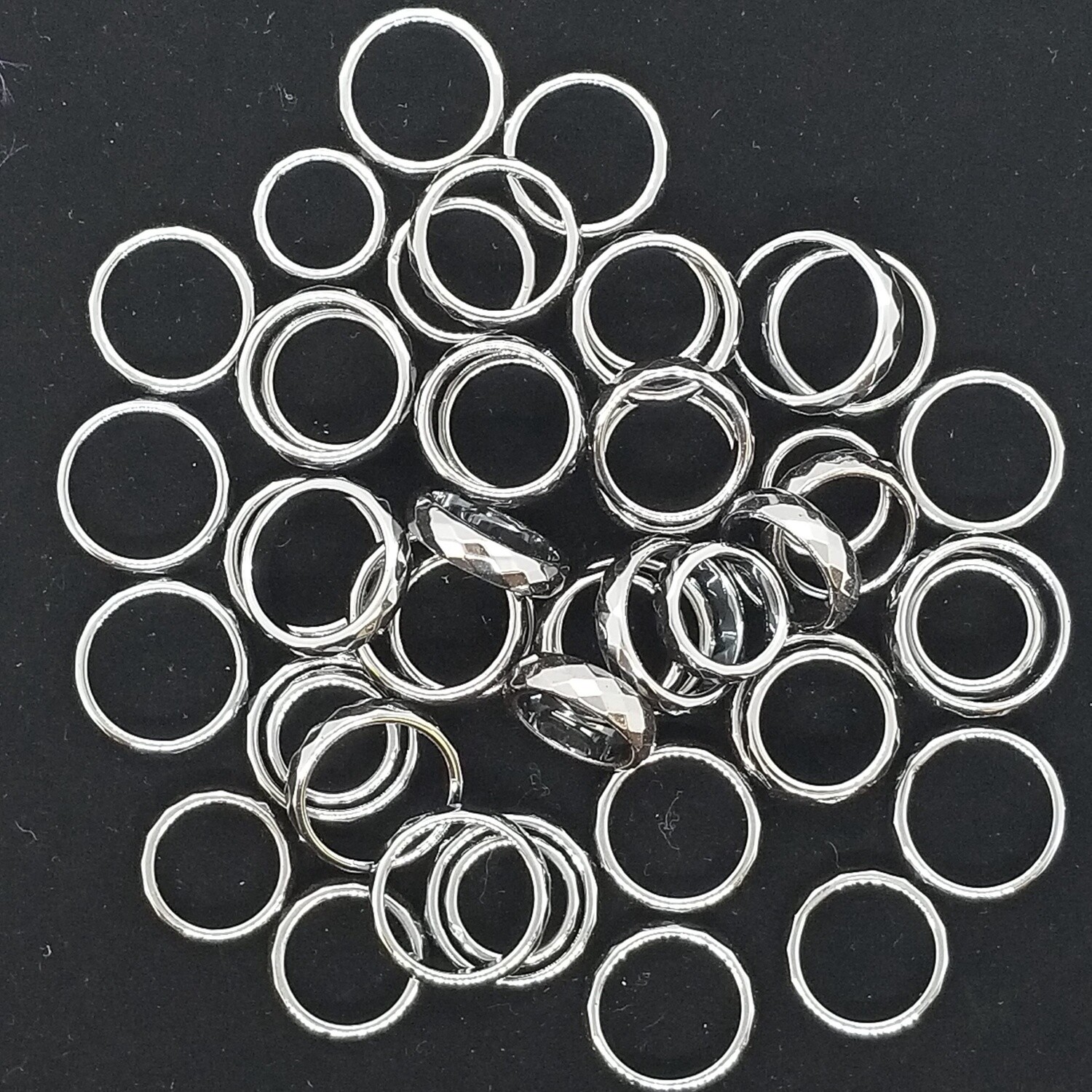 Faceted Hematite Rings