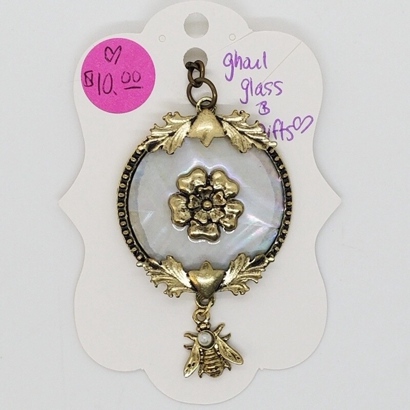 Vintage Pearly Bee Keychain