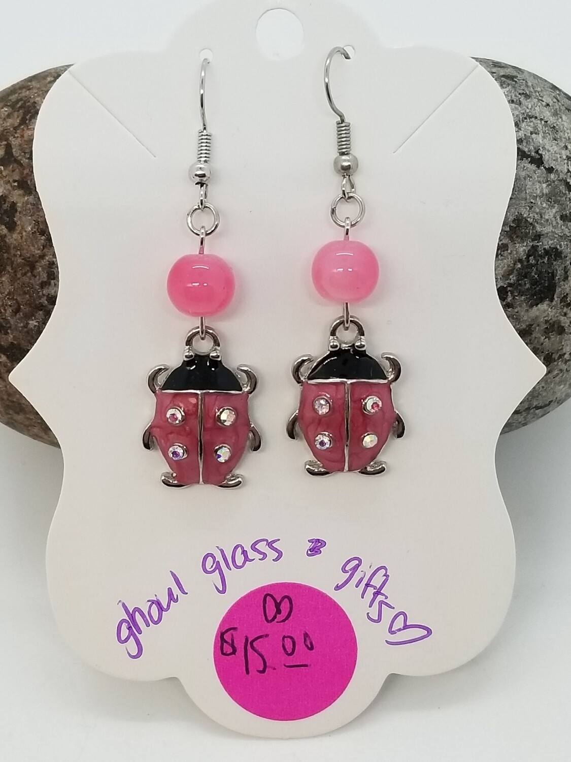 Pink Ladybug Earrings Pink Ladybug Earrings