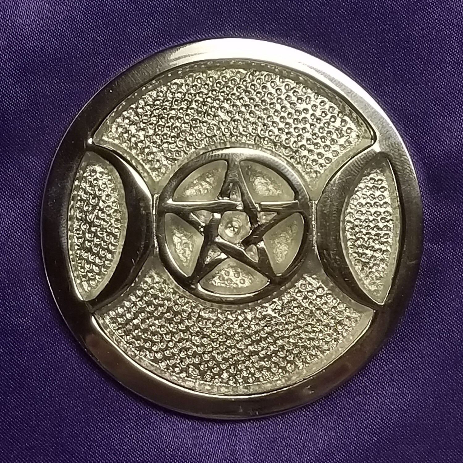 Triple Moon Pentacle Silver-Plated Altar Tile