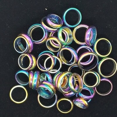Rainbow Magnetic Hematite Rings