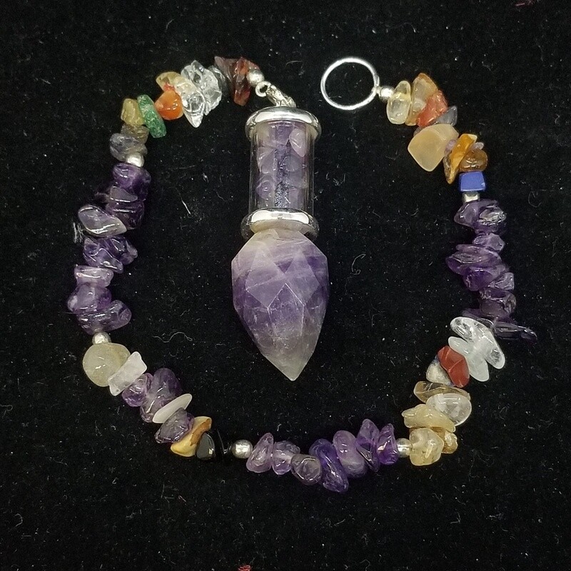 Faceted Amethyst Pendulum w/ Amethyst Chips