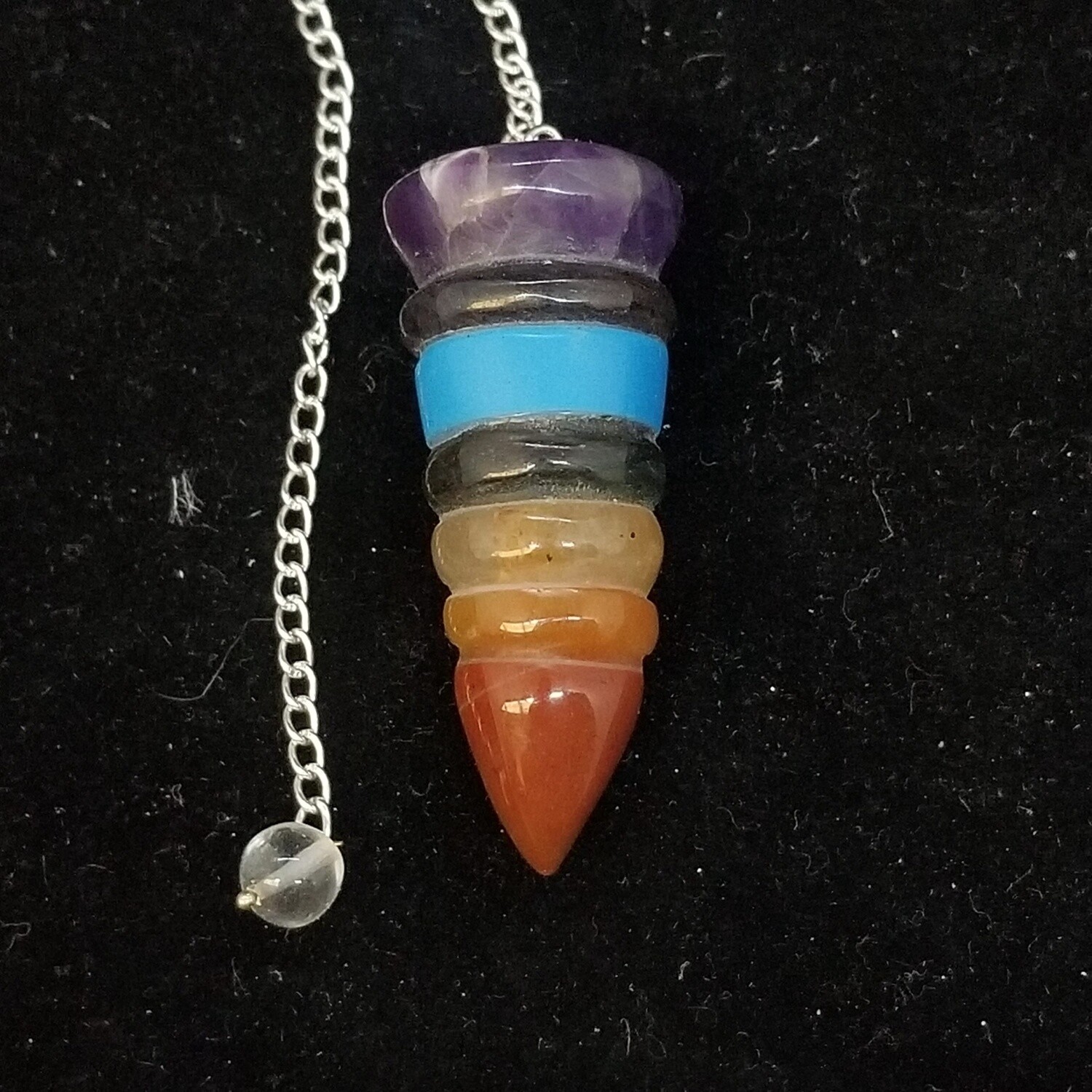 Rainbow Carved Stone Pendulum