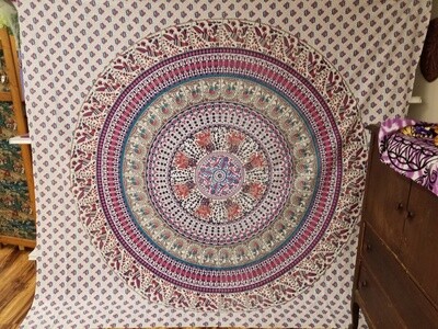 Pink Animal Mandala Tapestry