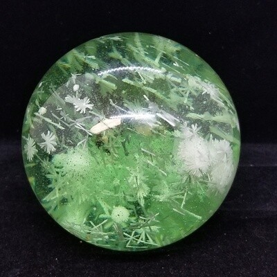 Green Smelt Gazing Sphere with Crystal Inclusions
